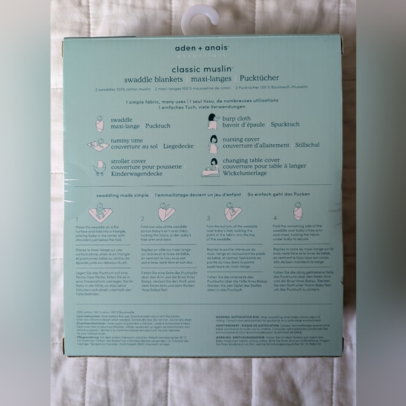 New In Box Two Aden + Anais Classic Muslin Swaddle Blankets - Pink - Picture 2 of 3